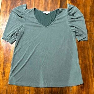 Ruched Shoulders Green Envelope Green Blouse Size Medium